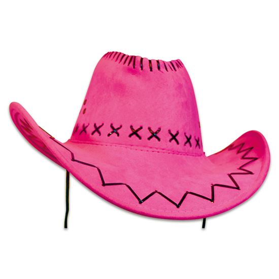verkoop - attributen - Hoeden-diadeem - Cowboyhoed leerlintjes roze